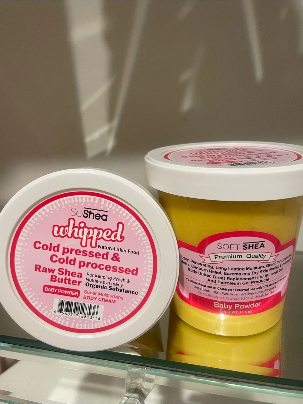 SoShea Whipped Raw Shea Butter Body Cream - Pink (Baby Powder)